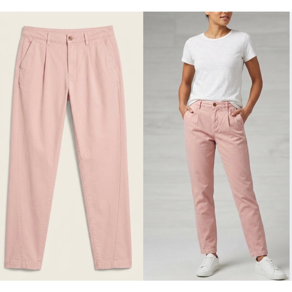 Anthropologie Cloth & Stone Pink Lyocell Pleated Tapered Pants Size 26